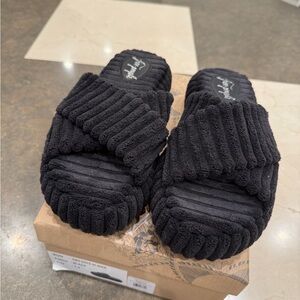 Free People Black Ribbed Slippers